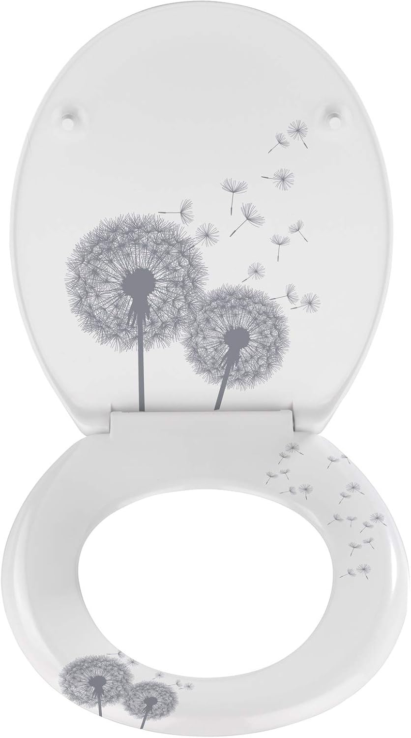 WENKO WC-Sitz Astera, Toilettensitz mit Absenkautomatik, Fix-Clip Hygiene-Befestigung, WC-Deckel aus