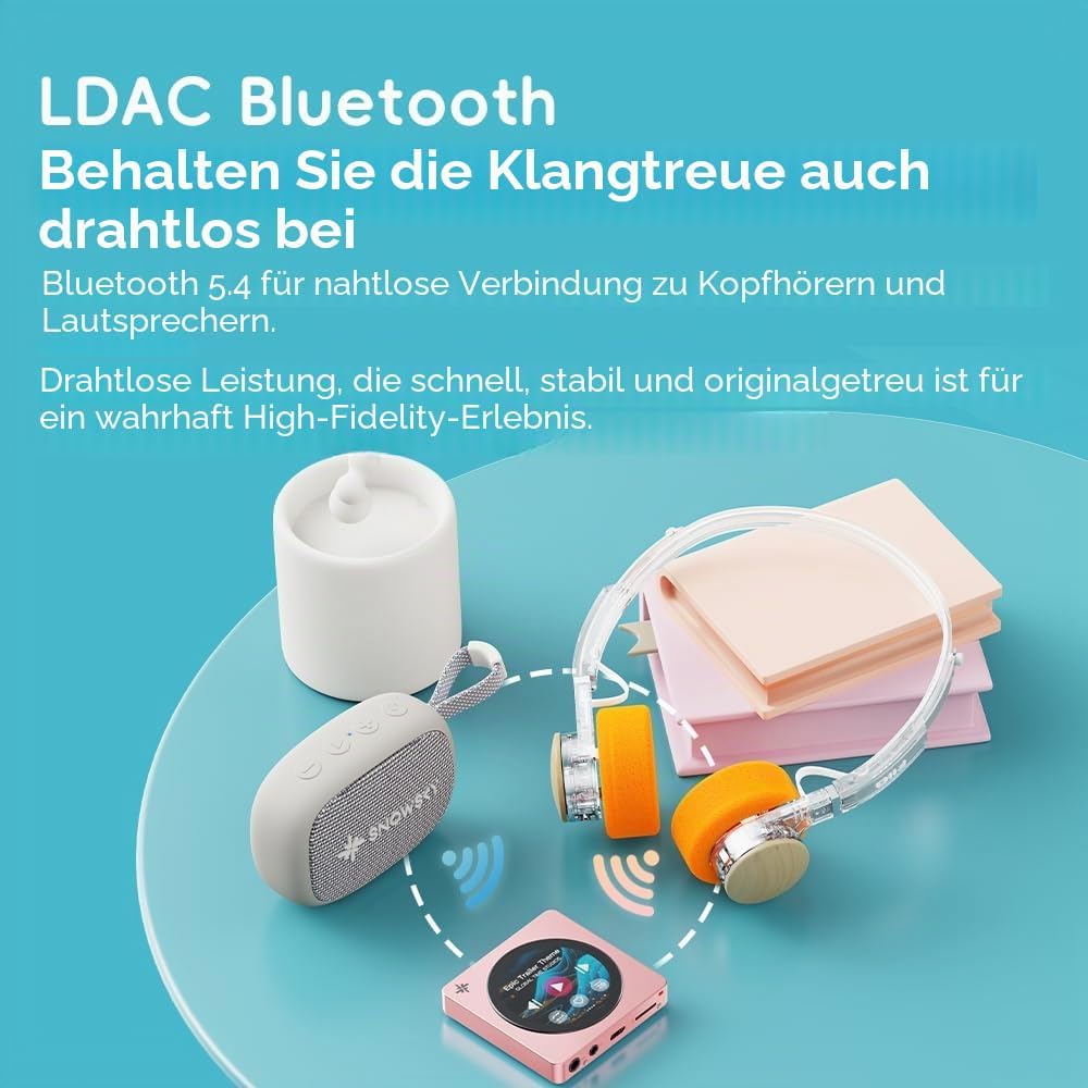 FIIO DISC Tragbarer HiFi-Musik-Player, Dual-DAC-Digital-Audio-Player mit 3,5-mm- und 4,4-mm-Ausgänge