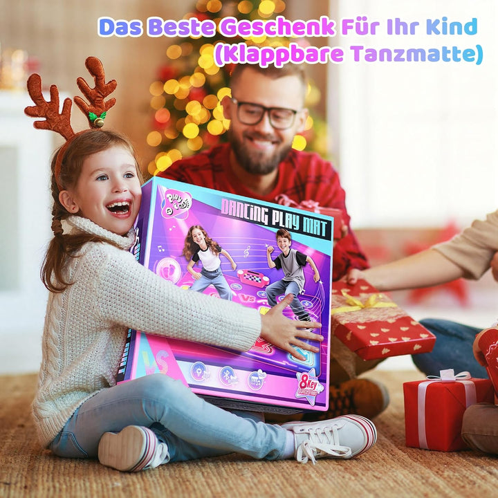 GuKKK Tanzmatte für Kinder, 2-Spieler & Wiederaufladbar Leucht Tanzmatte mit 8 LED-Lichtern&Bluetoot