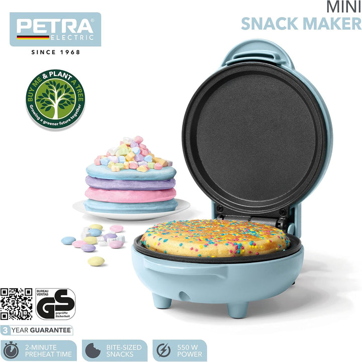 Petra PT4215BLNVDEEU7 Mini-Snackgrill, antihaftbeschichtete und einfach zu reinigende 11,5-cm-Platte