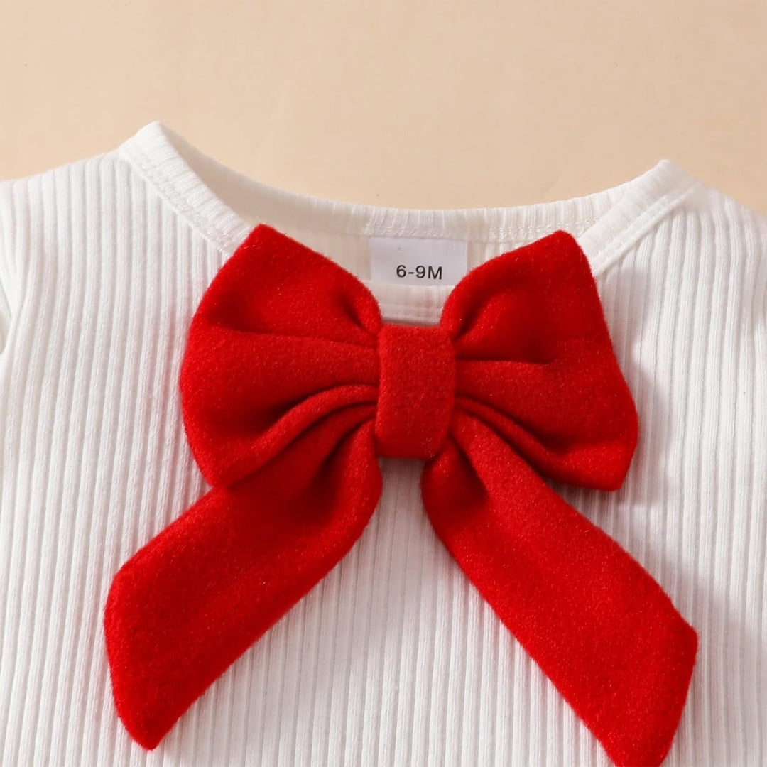 Kleinkind Baby Mädchen Outfits Rüschenärmel Gestrickt Bowknot Shirt + Elegant Mini Rock+ Baskenmütze