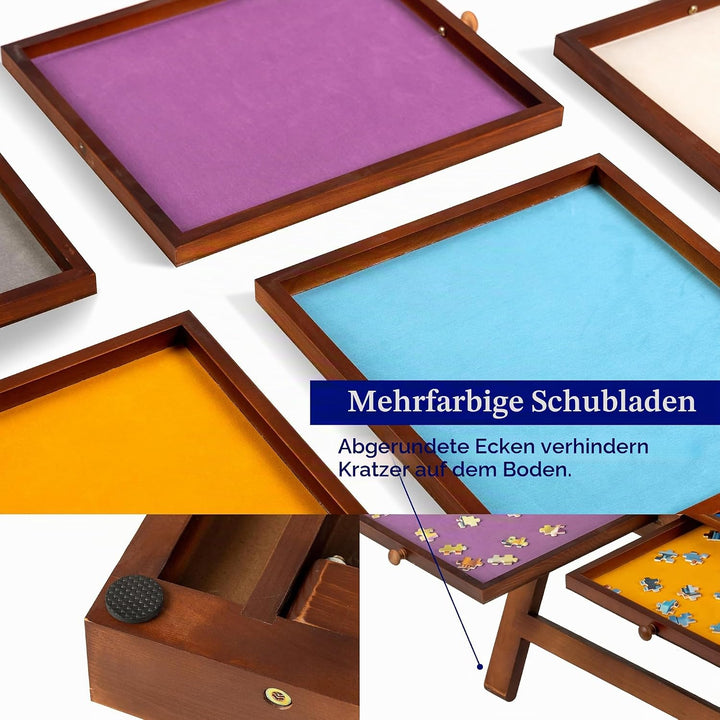 Tektalk Puzzletisch mit klappbaren Tischbeinen &amp;; kippbarem Ständer, Puzzlebrett mit PP-Abdeckung &amp;;