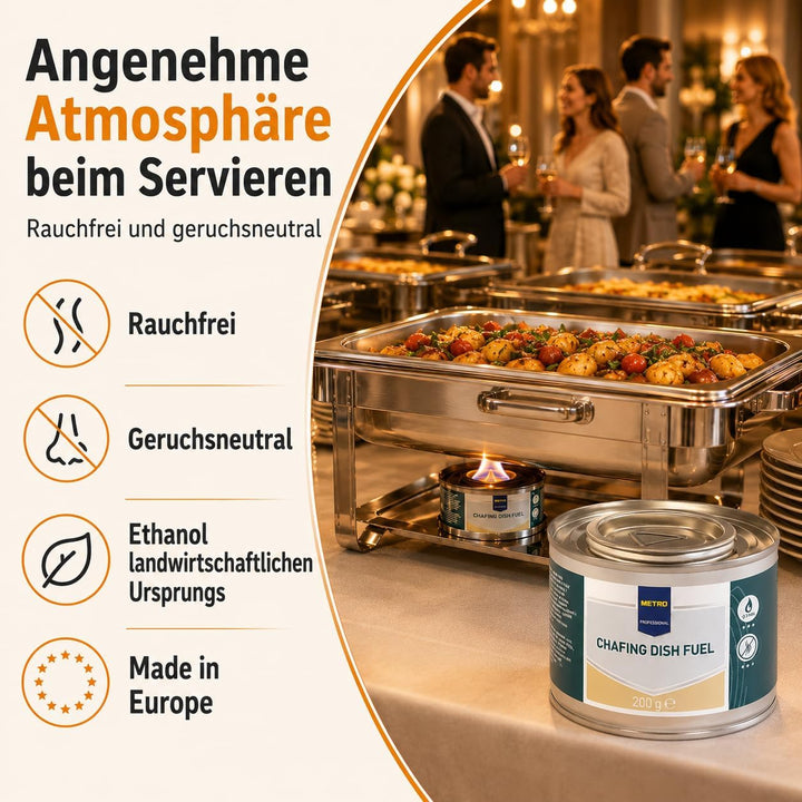 HLKauf M.Professional Brennpaste für Chafing Dish Speisenwärmer - Brenndauer ±3 Stunden - geruchlose