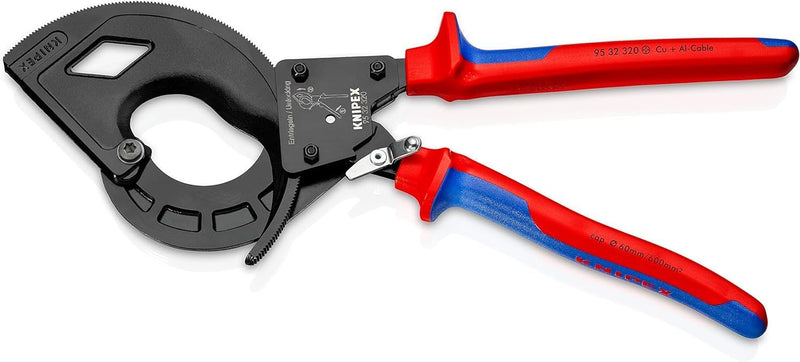 Knipex Kabelschneider (Ratschenprinzip, Dreigang) schwarz atramentiert, mit Mehrkomponenten-Hüllen 3