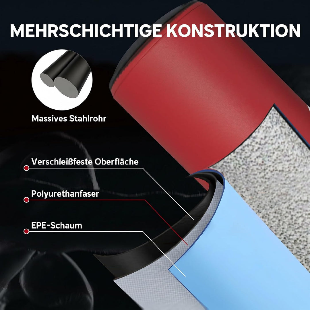 SPORTNOW Boxsack freistehend 135 cm mit 10 Saugnäpfen und Stossdämpfer | Standboxsack, Kickboxsack,