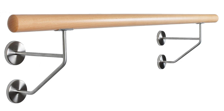 Ballettstange Holz Wandhalter Edelstahl Wandabstand 20cm Profiqualität Edelstahl gebürstet 2.4 Meter