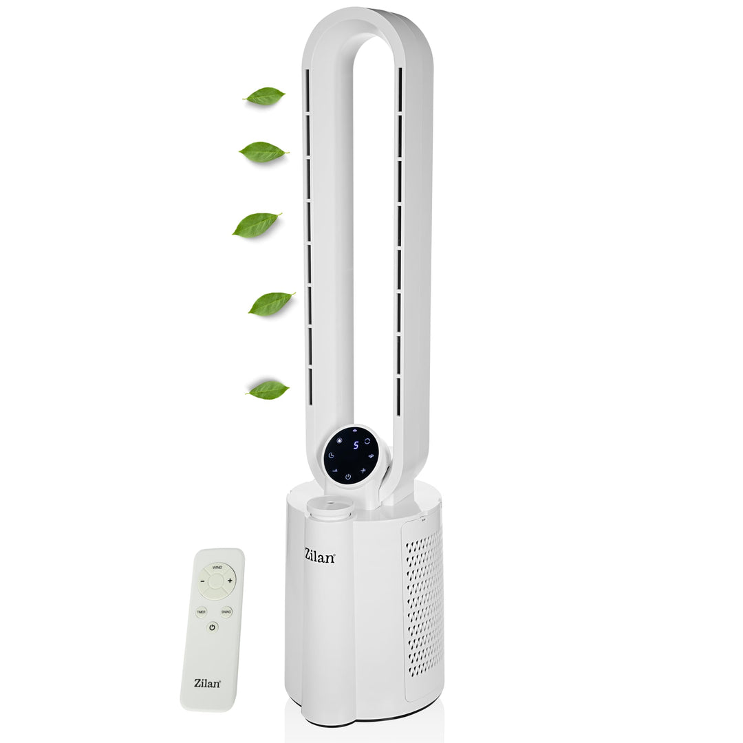 Zilan Turmventilator Blattlos Leise Standventilator mit Fernbedienung – 12 Stufen, 3 Modi, BLDC Moto