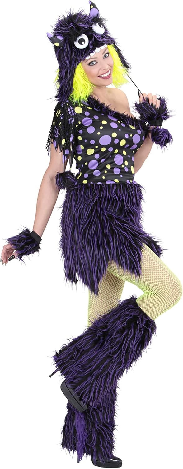 "DELUXE PURPLE MONSTER GIRL" (dress, headpiece, cuffs, leg warmers) - (M)