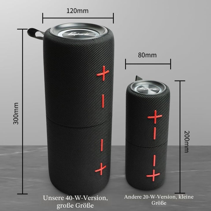CYBORIS 2-in-1 Tragbarer 40W Dual Bluetooth Lautsprecher, Wasserdichter Musikbox V5.3 mit Tiefem Bas