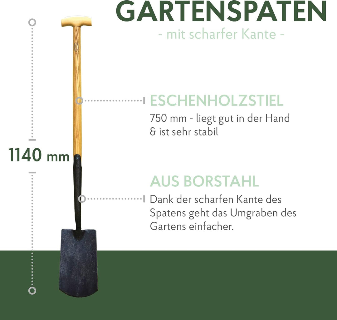 DeWit Garten-Spaten mit praktischem T-Griff 114 cm I Premium Garten-Zubehör für sandigen bis steinig