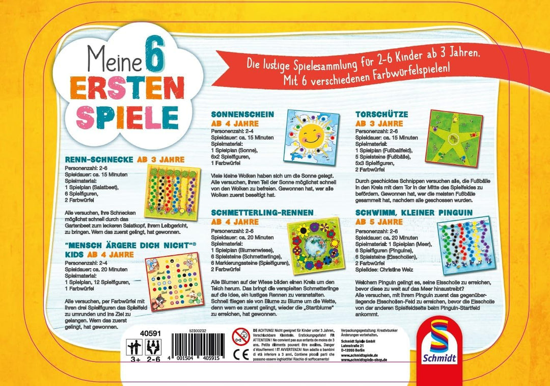 Schmidt Spiele 40591 Meine 6 Ersten Spiele Im Metallkoffer, Kinderspielesammlung, Bunt