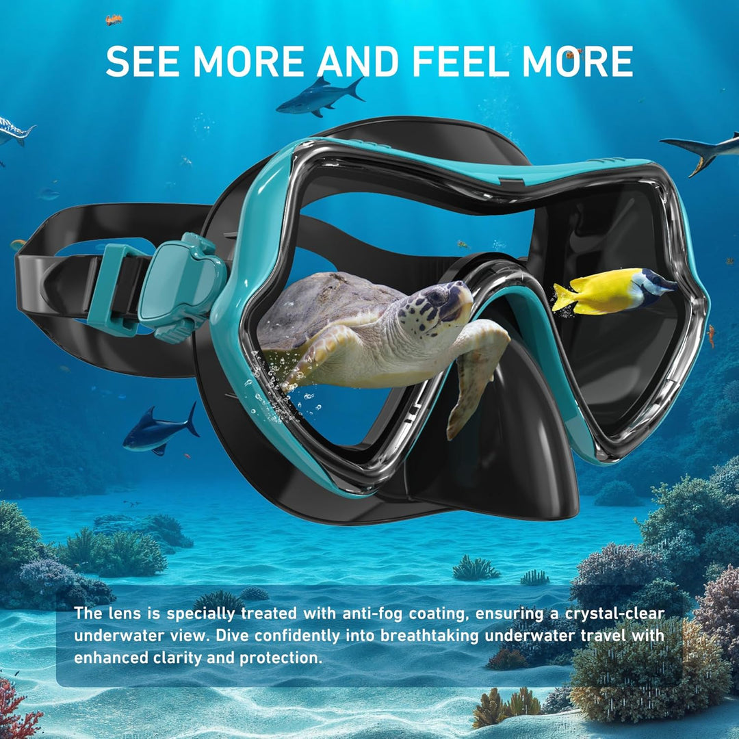G2RISE SN02 Schnorchelset Erwachsene - Tauchermaske Taucherbrille Trockenschnorchel mit Breath Easy
