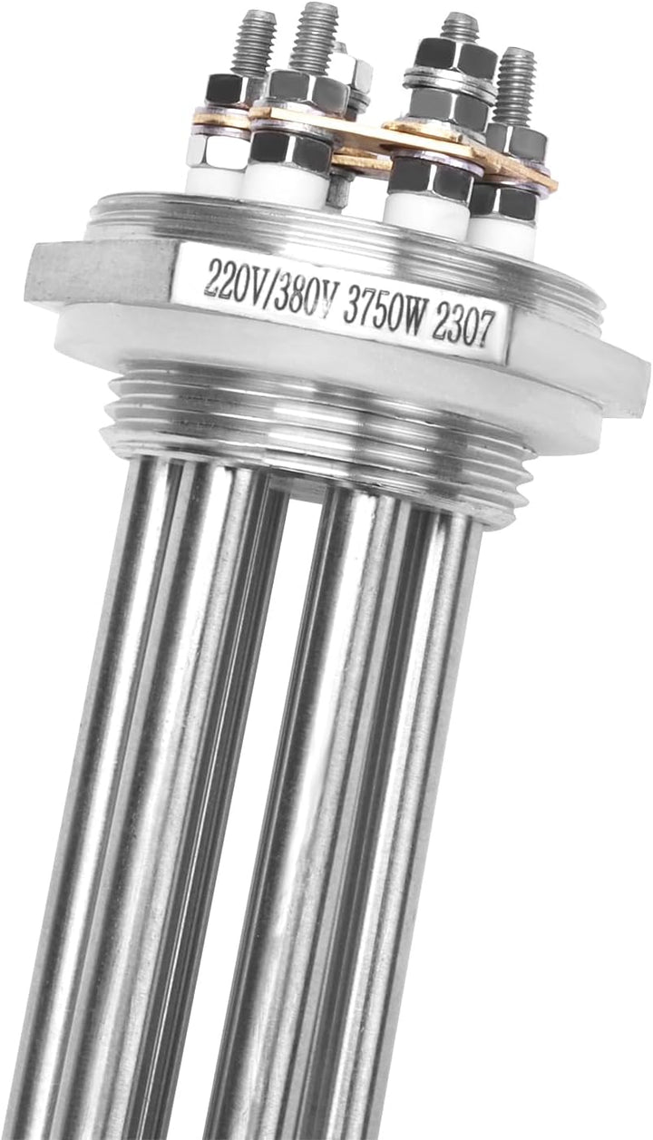 DERNORD 220V/380V 3750W 1-1/4 Zoll Heizelement 3U Typ Warmwasserbereiter BSP Edelstahl Flansch 220/3