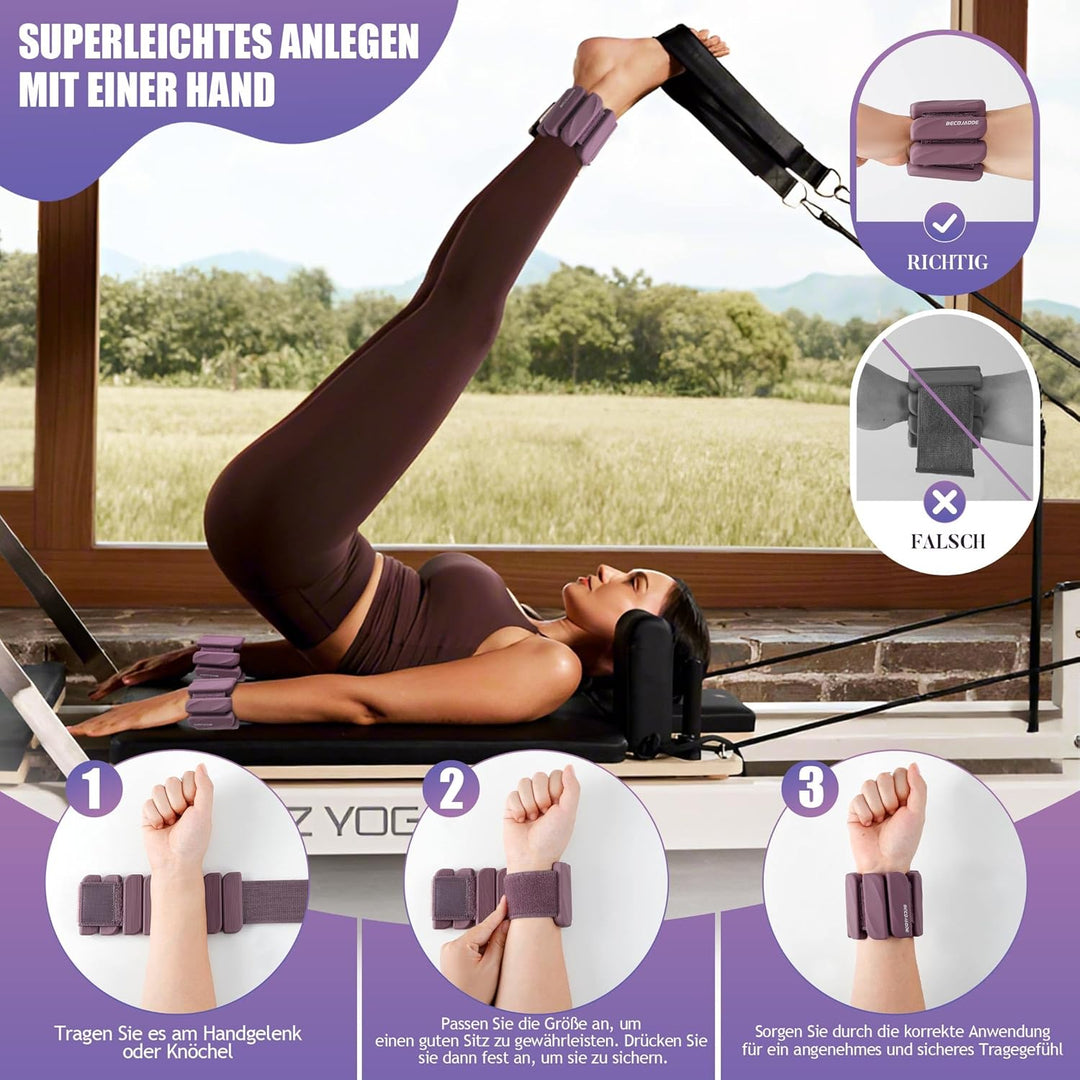 BECOJADDE Gewichtsmanschetten fuss 0.45 KG / 0.9 KG Je Gewichte für Beine und Arme Set 2 Ankle Weigh