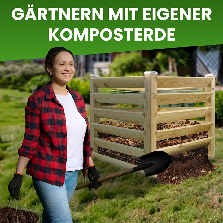 Moderner Komposter Trio ca. 120 x 346 cm Höhe 100 cm aus Lärchenholz Massivholz Steckkomposter Holzk