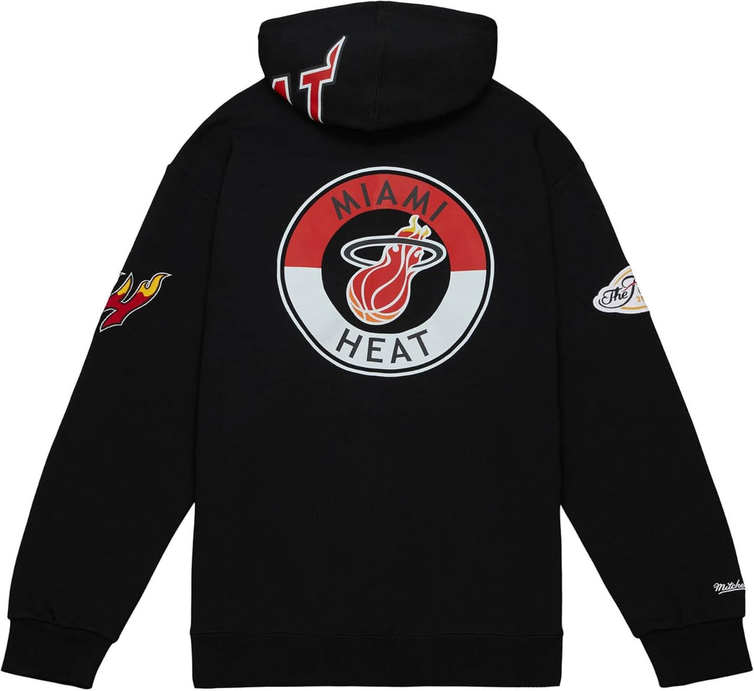 Mitchell & Ness NBA/NFL/NHL/NCAA Hometown Fleece Hoody S Miami Heat, Schwarz, S Miami Heat, Schwarz