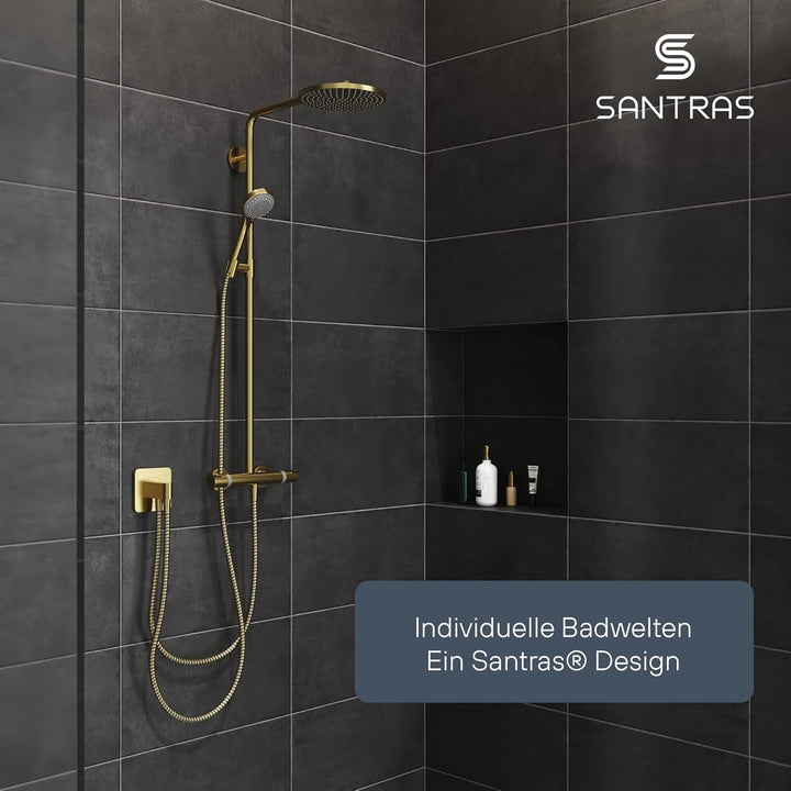 SANTRAS® Duschschlauch PREMIUM Bronze 2,00 m mit Durchflussbegrenzer – Besonders flexibler Brausesch