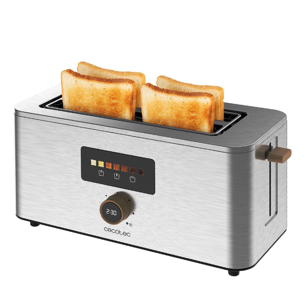 Cecotec Vertikaler Toaster mit 2 Langschlitzen Touch&Toast Extra Double, 1500 W, 4 Scheiben Brot, Ex