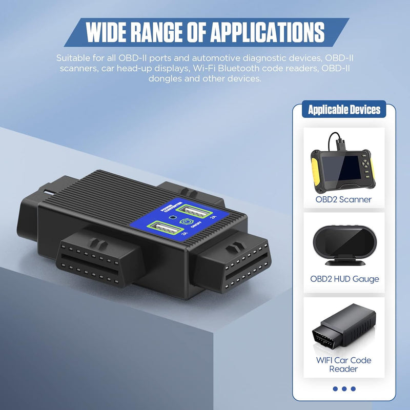 MOTOCOCHE OBD2 1-zu-3 Kabel Splitter Adapter OBD2-Konverteradapter 16 Pin Stecker zu 3 Buchsen Power