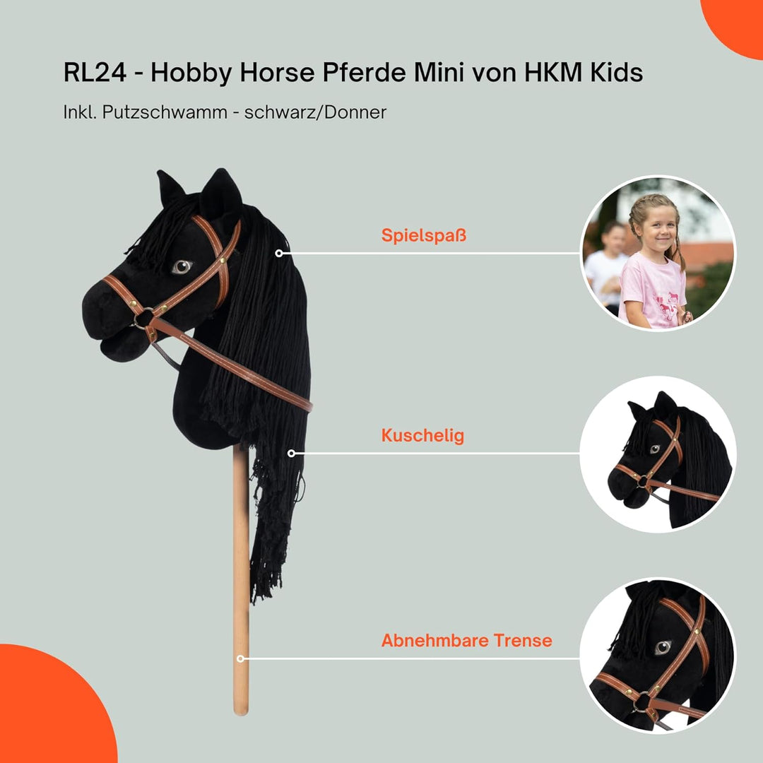 RL24 - Hobby Horse Pferde Mini von HKM Kids inkl. MagicBrush Edition – Steckenpferd – Spielpferd mit