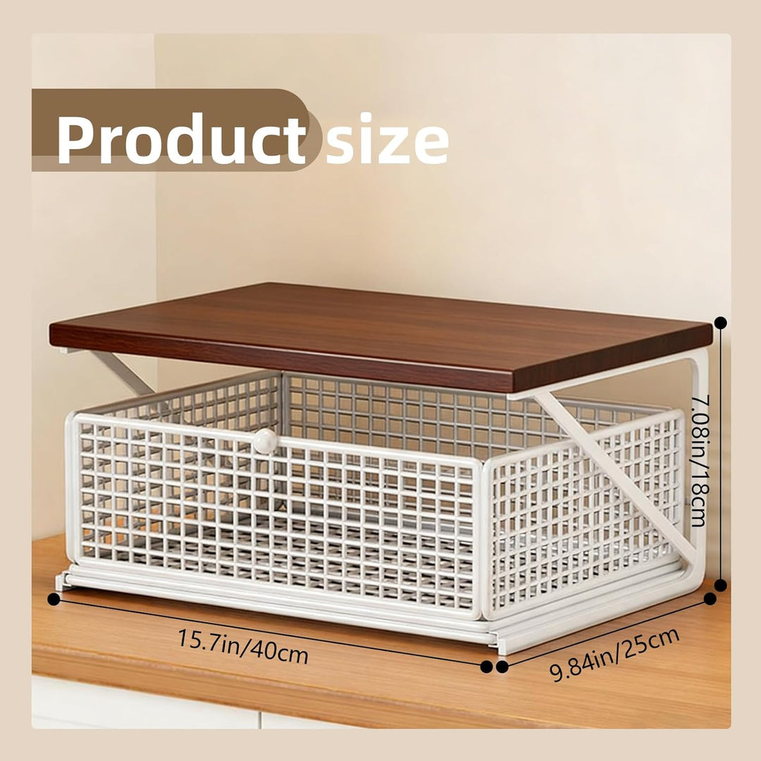 1-Eben Metall Küchenorganizer Arbeitsplatte, Ausziehbare Schublade, Multifunktionaler Tisch-Aufbewah