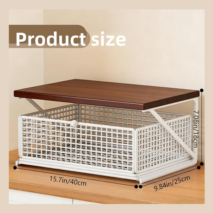 1-Eben Metall Küchenorganizer Arbeitsplatte, Ausziehbare Schublade, Multifunktionaler Tisch-Aufbewah