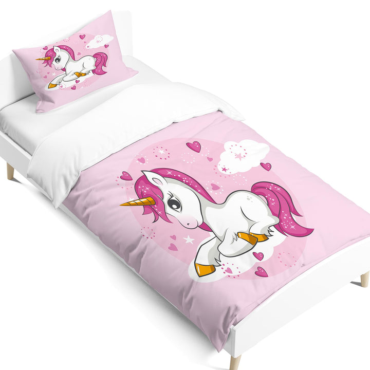 AVJWWD Einhorn Bettwäsche Set Kinder Mikrofaser Bettwäsche Cartoon Einhorn 3D Gedruckt Bettbezug 3 T