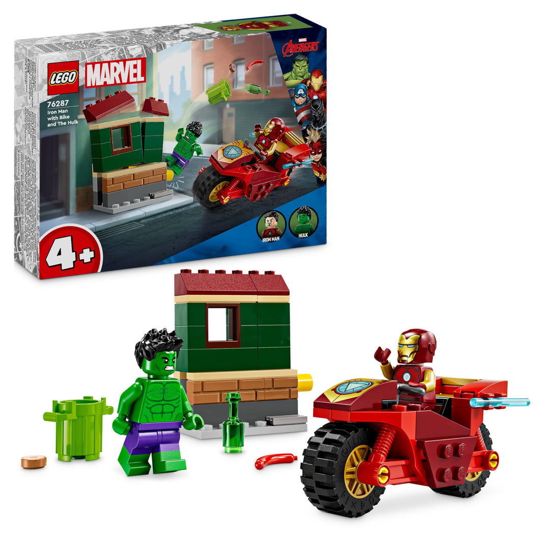 LEGO | Marvel Iron Man mit Bike und der Hulk - Superhelden Spielzeug für Kinder - Spielset zum Samme