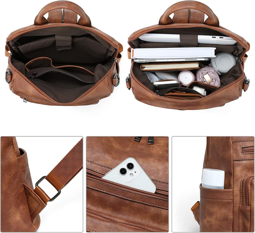 Telena Damen Rucksack Elegant Lederrucksack Freizeitrucksack Rucksack Handtasche 2 in 1 Casual 0-0-b