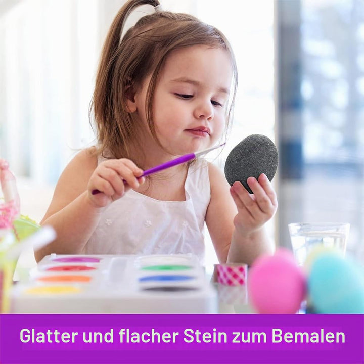 4 Stück 8-10 cm Steine zum Bemalen Glatte Kieselsteine Schwarze Malsteine Natürliche Flusssteine Dek