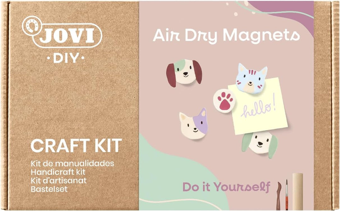 Jovi 2702 DIY Air Dry Magnets -Bastelset für Magnete in Tierform aus luftgetrocknetem Ton weiss + Fa