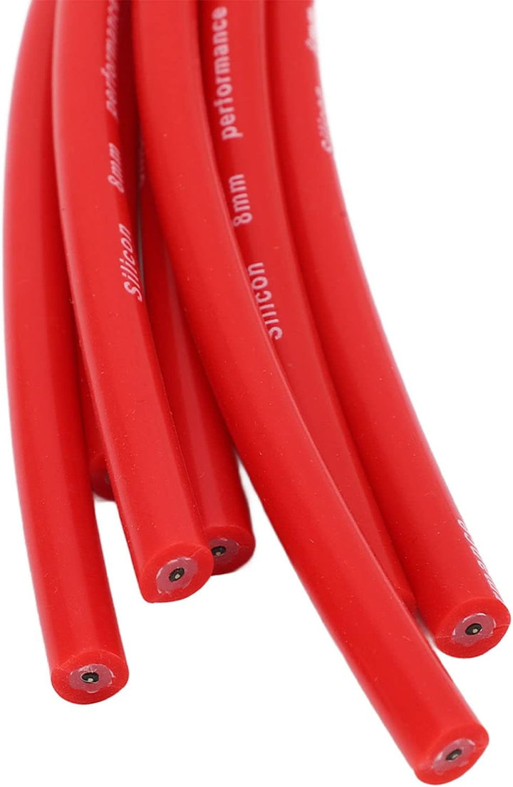 Zündkabelsatz, Zündkerzen-Zündkabel-Set, Rot, 8 Mm Durchmesser, 1 M Länge, Zündkabel-Ersatz für 6-Zy
