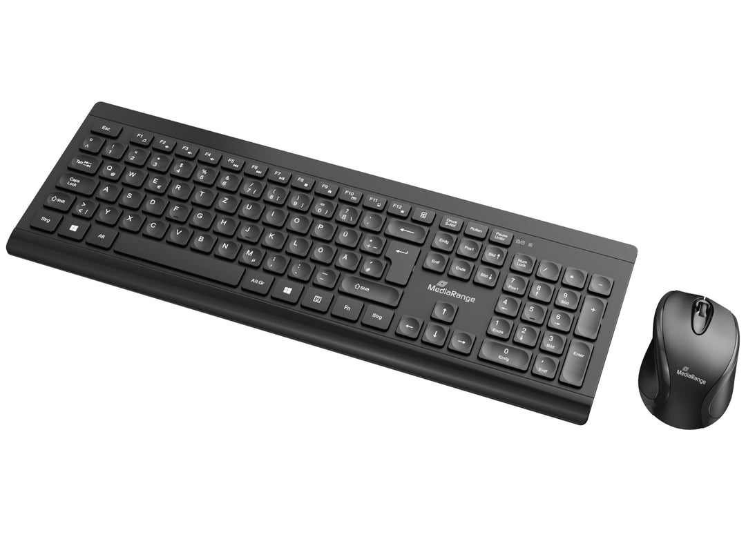 MediaRange kabelloses Funk-Tastatur und 5 Tasten Funk-Maus Set, deutsches QWERTZ Layout, PC Tastatur