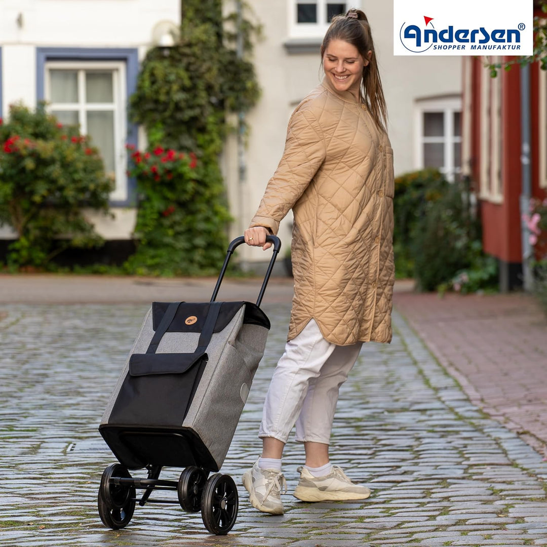 ANDERSEN Einkaufstrolley - Quattro Shopper Senta 2.0 grau 49 L Einkaufswagen, stilvoll, wasserabweis