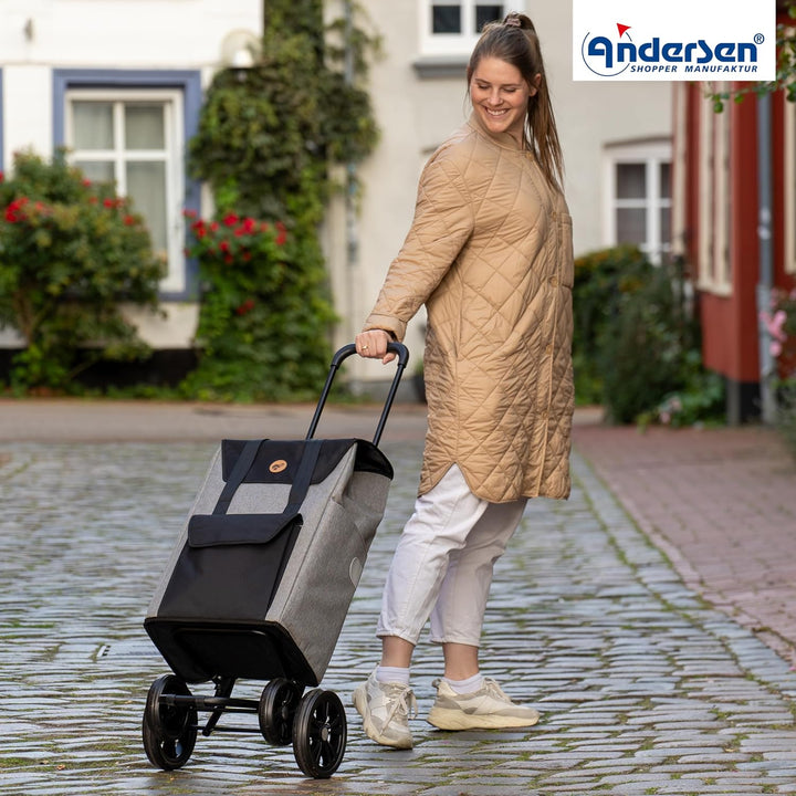 ANDERSEN Einkaufstrolley - Quattro Shopper Senta 2.0 grau 49 L Einkaufswagen, stilvoll, wasserabweis