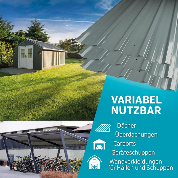 KAISER® Trapezblech 24er Set – Profilblech 115x46cm (12,7m²) anthrazit – Dachplatten verzinkt aus Me