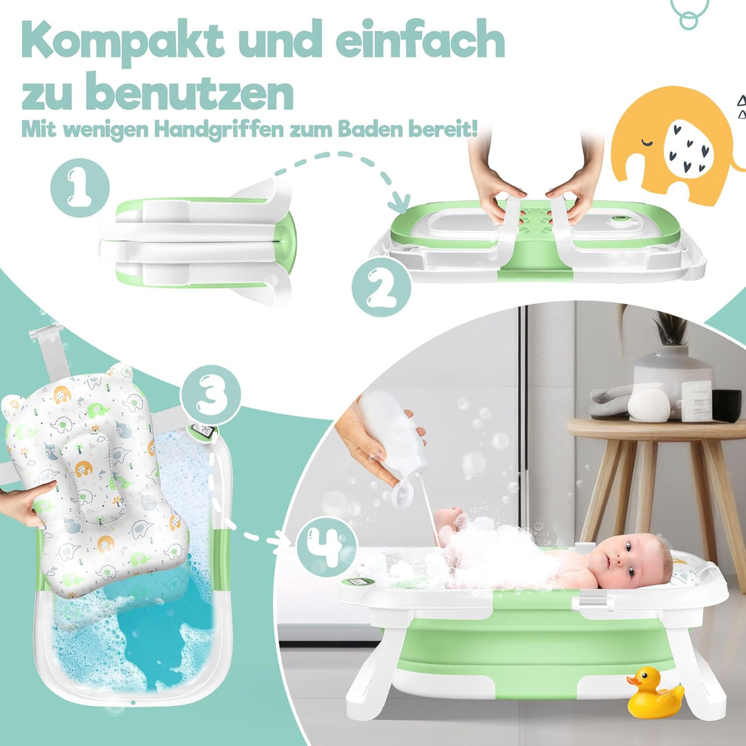 KIDIZ® Baby Badewanne | Babywanne platzsparend &amp; faltbar | Badebecken Duschwanne für Neugeborene Kle