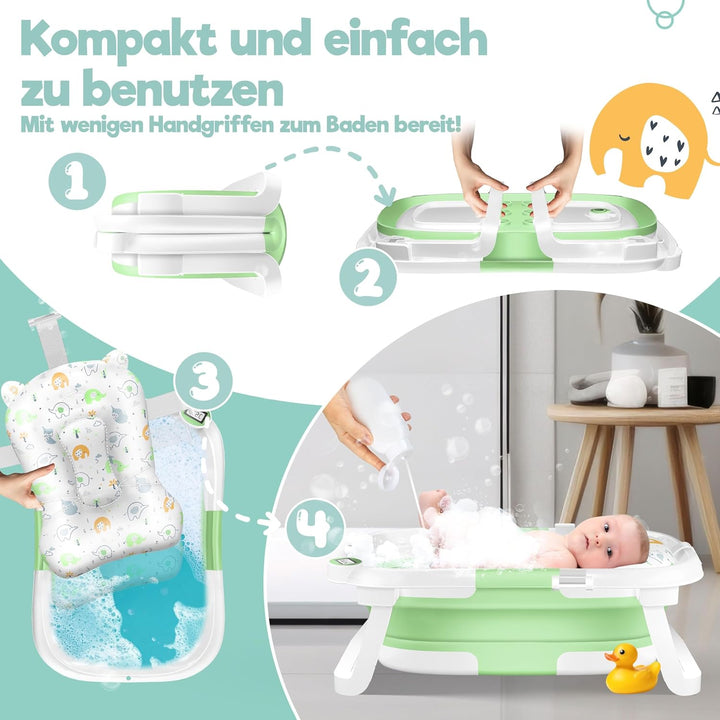 KIDIZ® Baby Badewanne | Babywanne platzsparend &amp; faltbar | Badebecken Duschwanne für Neugeborene Kle