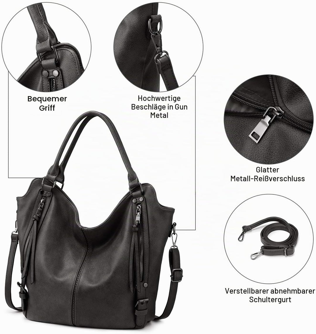 Realer Damen Handtaschen Gross Shopper Lederhandtasche Schultertasche Umhängetasche Geldbörse Hobo D