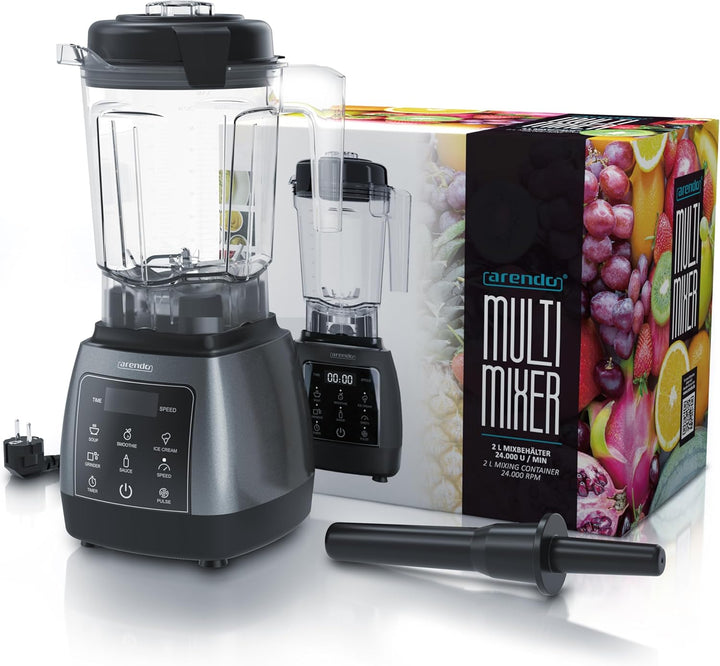 Arendo – Standmixer mit Touchpanel – 2000 Watt Hochleistungsmixer - 9 Geschwindigkeitsstufen – 24.00