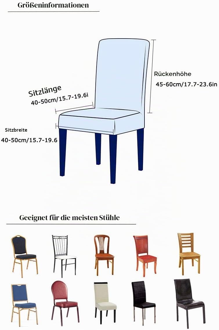 Chickwin Stuhlhussen 6er Set Samt Stuhlhussen für Schwingstühle, Esszimmerstühle Hussen Für Hochzeit