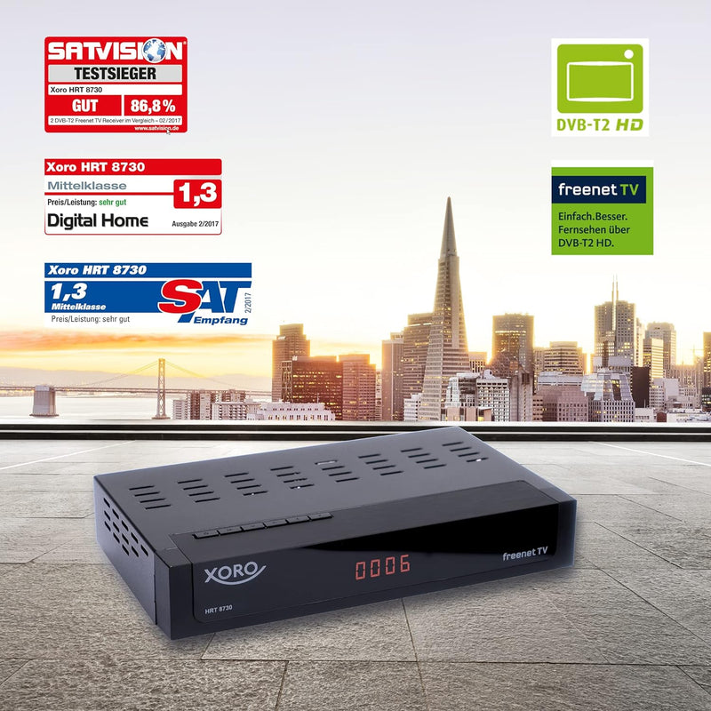 DVB-C/T2 Combo Receiver XORO HRT 8730 Hybrid mit USB Mediaplayer, PVR Ready, Timeshift, integriertes