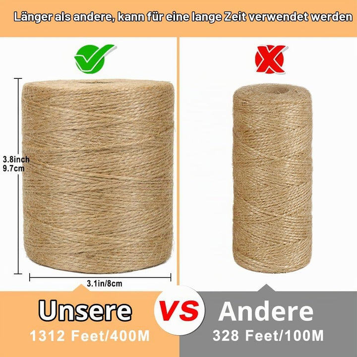 Vivifying 400m Jute-Schnur, Braun Juteschnur für Garten Bilder Pflanzen Basteln 1Pcs/400M, 1Pcs/400M