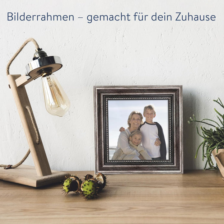 WANDStyle Bilderrahmen 10x10 Vintage, Bilderrahmen Metall-Optik Holz, hochwertiger Holzbilderrahmen