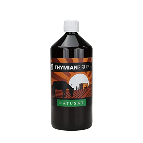 Natusat Thymiansirup 1000 ml - Beruhigt und löst den Schleim, Thymian Hustensaft Pferd mit Kräutern,