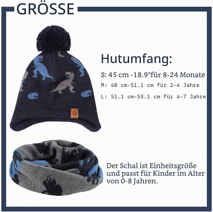 XIAOHAWANG Baby Strickmütze Winter Babymütze Junge Warme Kindermütze Junge Beanie Mütze Dicke Winter