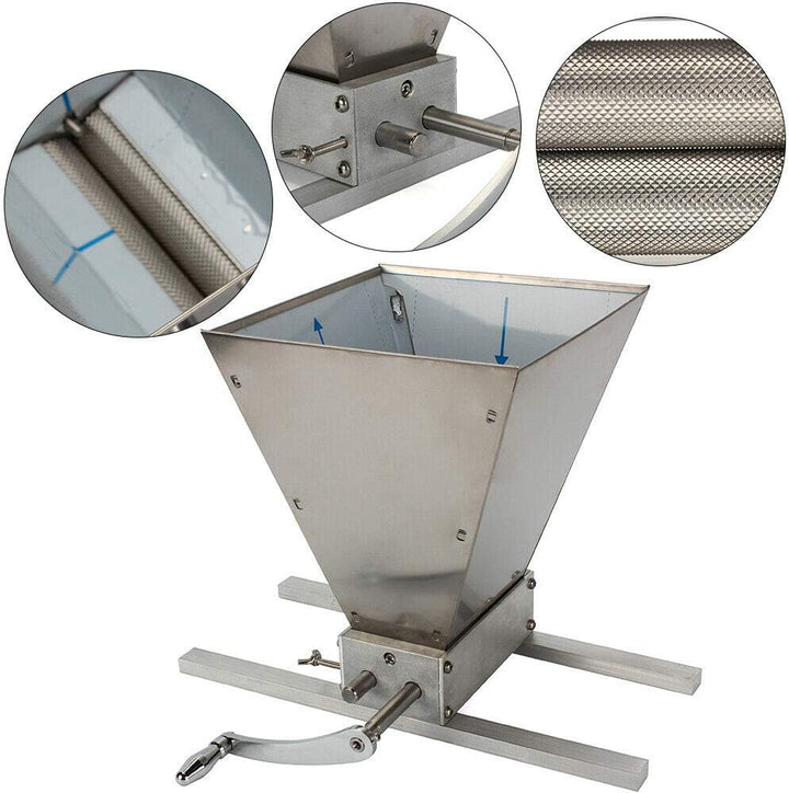 Schrotmühle 4L, Malzmühle Getreidemühle Walzenmühle Manuell 3.6 Kg/min mit Einstellbarer Walze 1 Tri