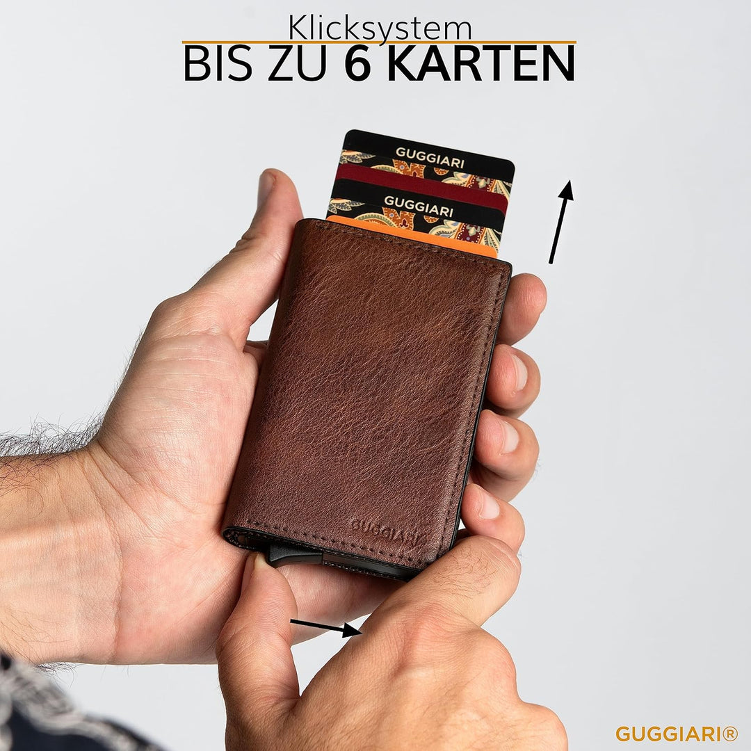 GUGGIARI® Kreditkartenetui - Kartenetui mit Münzfach/Kartenhalter mit Magnetverschluss - Aluminium R