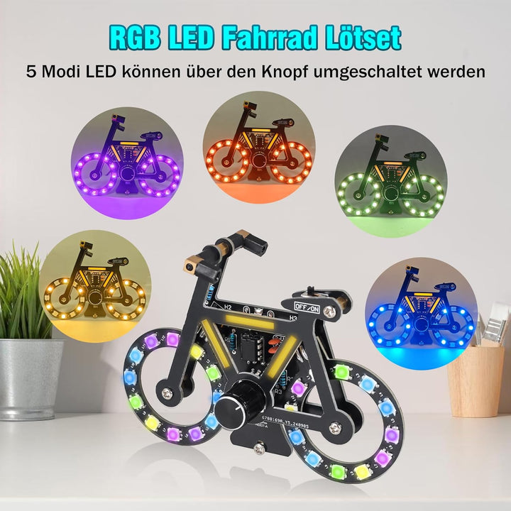 DONGKER Löt Bausatz, Fahrrad Styling RGB LED Licht Löten Übungssatz, DIY Lötprojekt Lampen Bausatz m