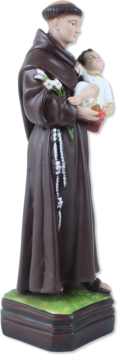 Religiose Statue St. Antonius von Padova aus Kunstharz, Höhe 30 cm, handbemalt.